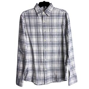 Faherty Mens Small Gray Falls Plaid‎ Flannel Stretch Long Sleeve Shirt NWT